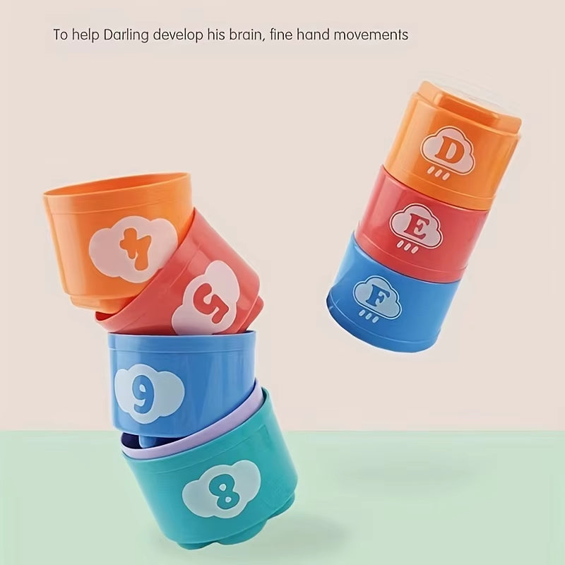 1PC Hildren'S Educational Stacking Cups, Rainbow Tower Children'S Toys, Children'S Ring Stacking Cups, Beach Toy Gifts