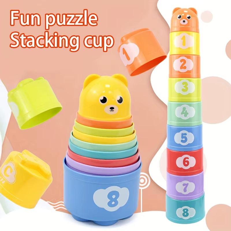 1PC Hildren'S Educational Stacking Cups, Rainbow Tower Children'S Toys, Children'S Ring Stacking Cups, Beach Toy Gifts