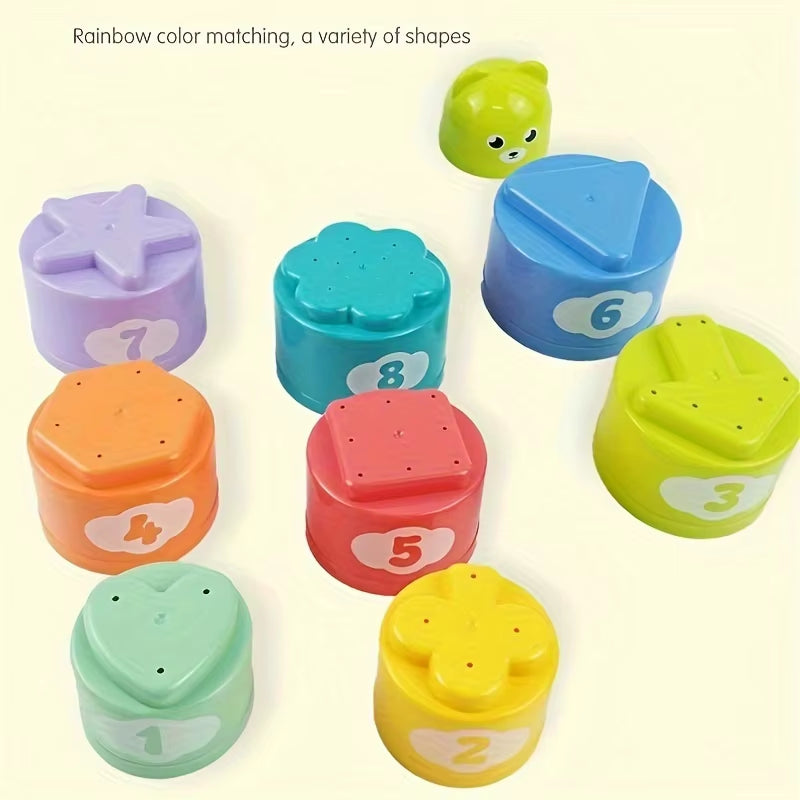 1PC Hildren'S Educational Stacking Cups, Rainbow Tower Children'S Toys, Children'S Ring Stacking Cups, Beach Toy Gifts