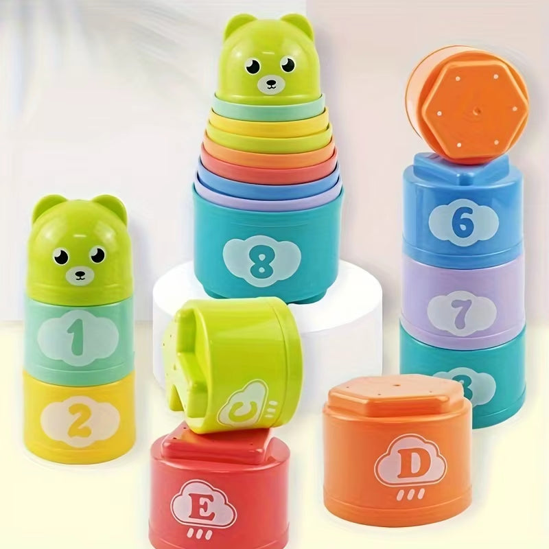 1PC Hildren'S Educational Stacking Cups, Rainbow Tower Children'S Toys, Children'S Ring Stacking Cups, Beach Toy Gifts