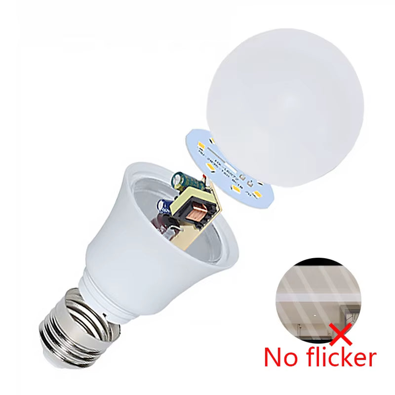 10Pcs LED Bulb Lamps E27 AC220V 240V Light Bulb Real Power 20W 18W 15W 12W 9W 5W 3W Lampada Living Room Home LED Bombilla
