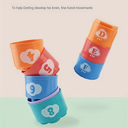 1PC Hildren'S Educational Stacking Cups, Rainbow Tower Children'S Toys, Children'S Ring Stacking Cups, Beach Toy Gifts